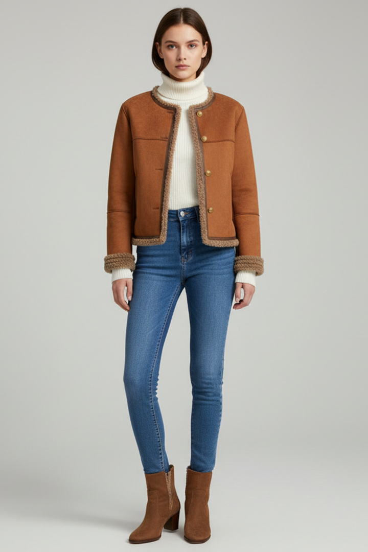 Women’s Cozy Shearling Button Jacket