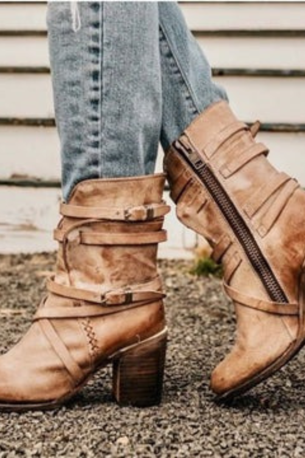 Women’s Distressed Leather Ankle Boots