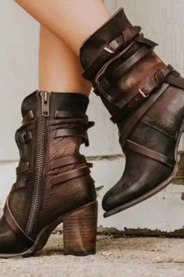 Women’s Distressed Leather Ankle Boots