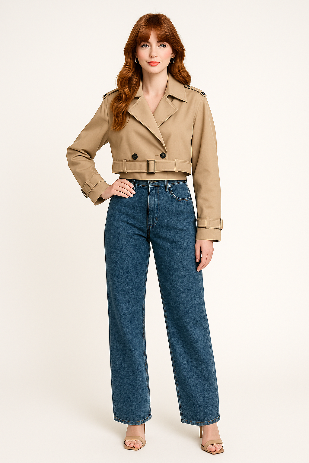 Women's Double-Breasted Cropped Trench Coat