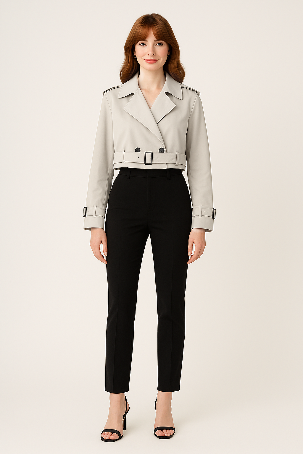 Women's Double-Breasted Cropped Trench Coat