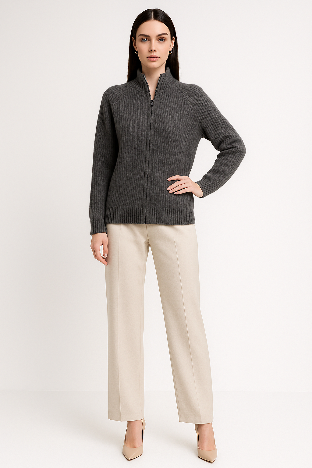 Women’s Easy Zip-Up Knit Cardigan
