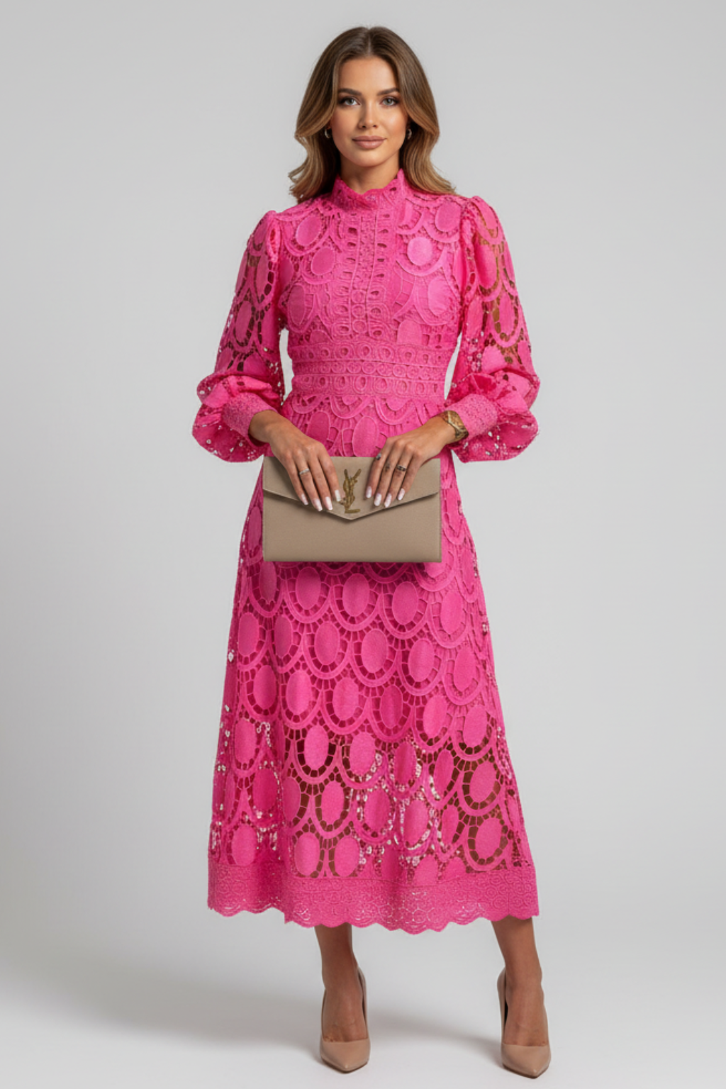 Women’s Elegant Lace Midi Dress