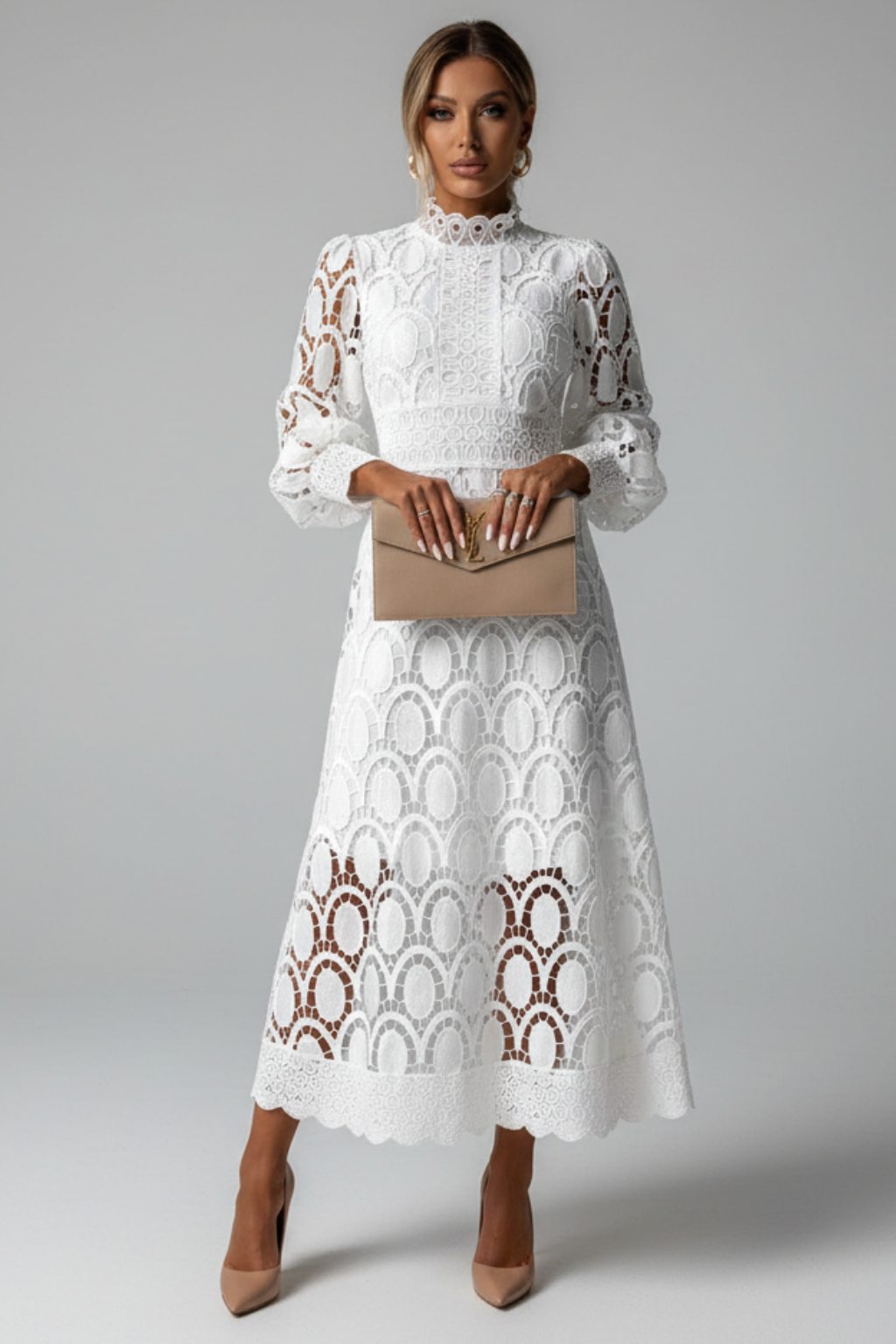 Women’s Elegant Lace Midi Dress