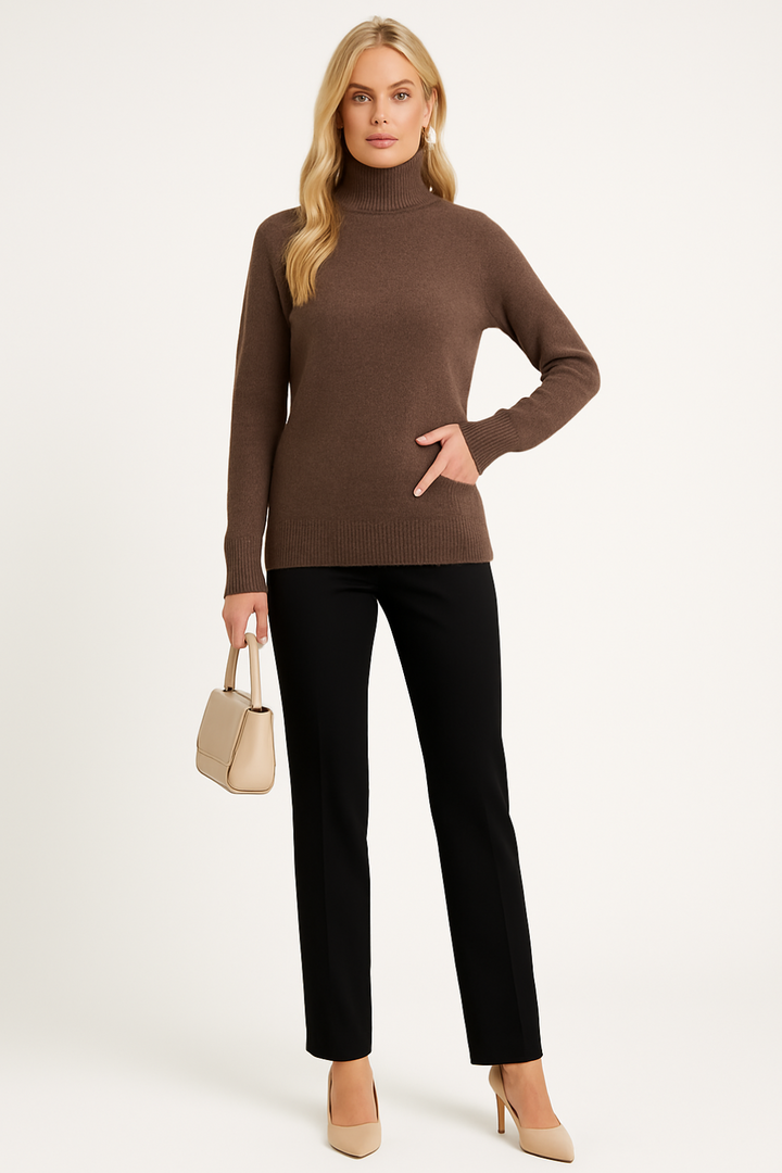 Women's Elegant Long Sleeve Pullover with Turtleneck