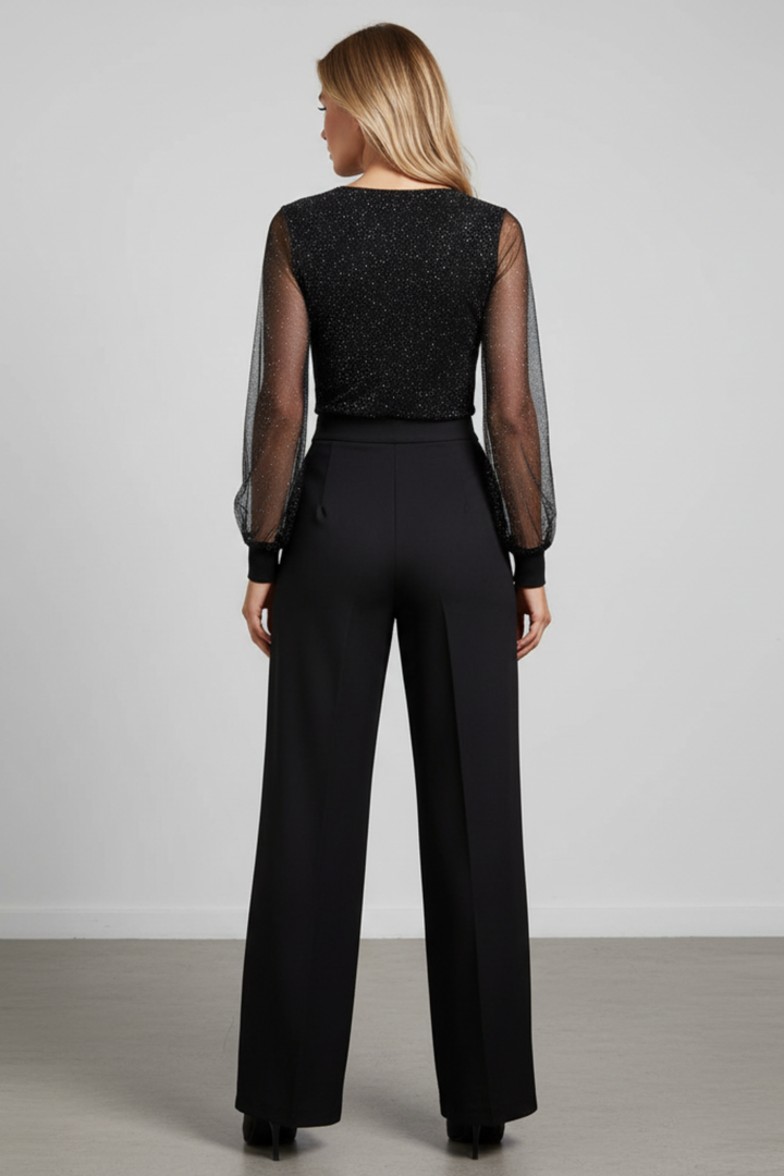 Women’s Glitter V-Neck Jumpsuit with Subtle Shimmer