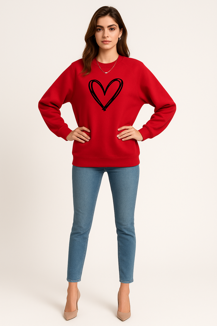 Women’s Heart Print Sweatshirt