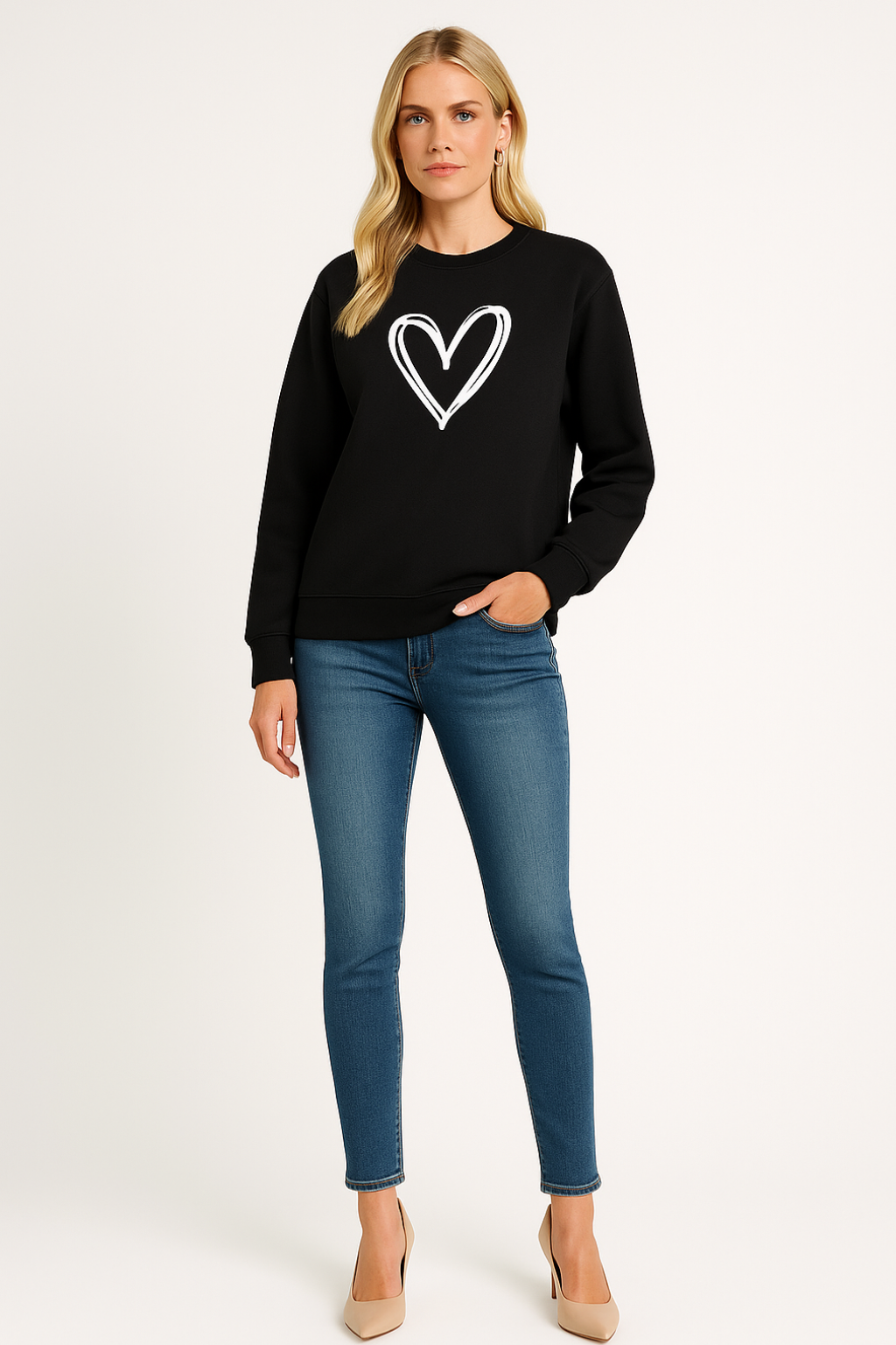 Women’s Heart Print Sweatshirt