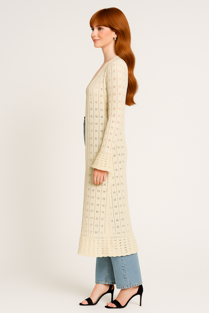 Women’s Hollow Knit Long Cardigan