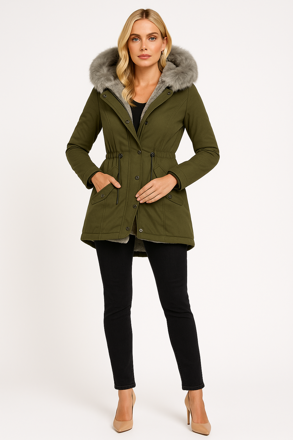 Women’s Hooded Parka Jacket with Faux Fur Lining
