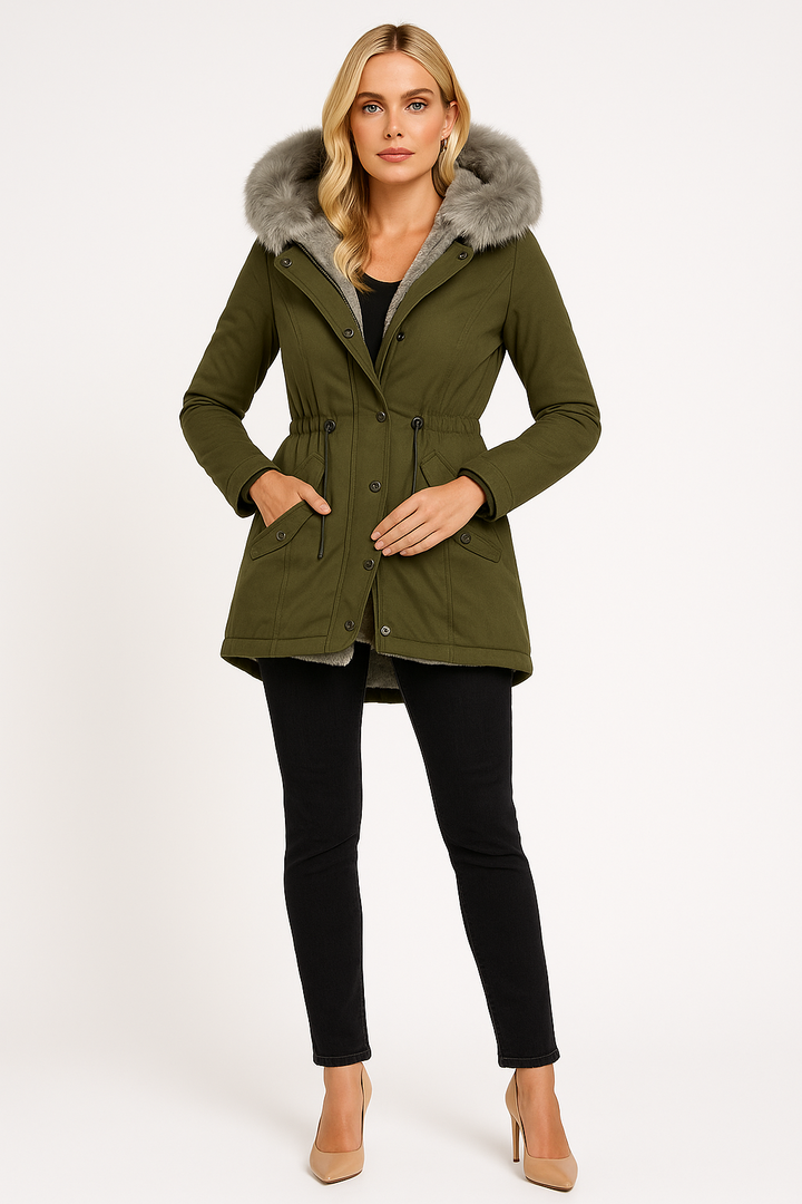Women’s Hooded Parka Jacket with Faux Fur Lining