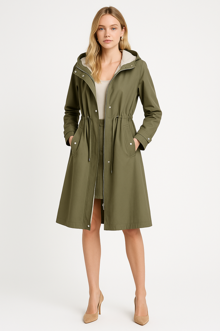 Women's Hooded Waterproof Trench Coat