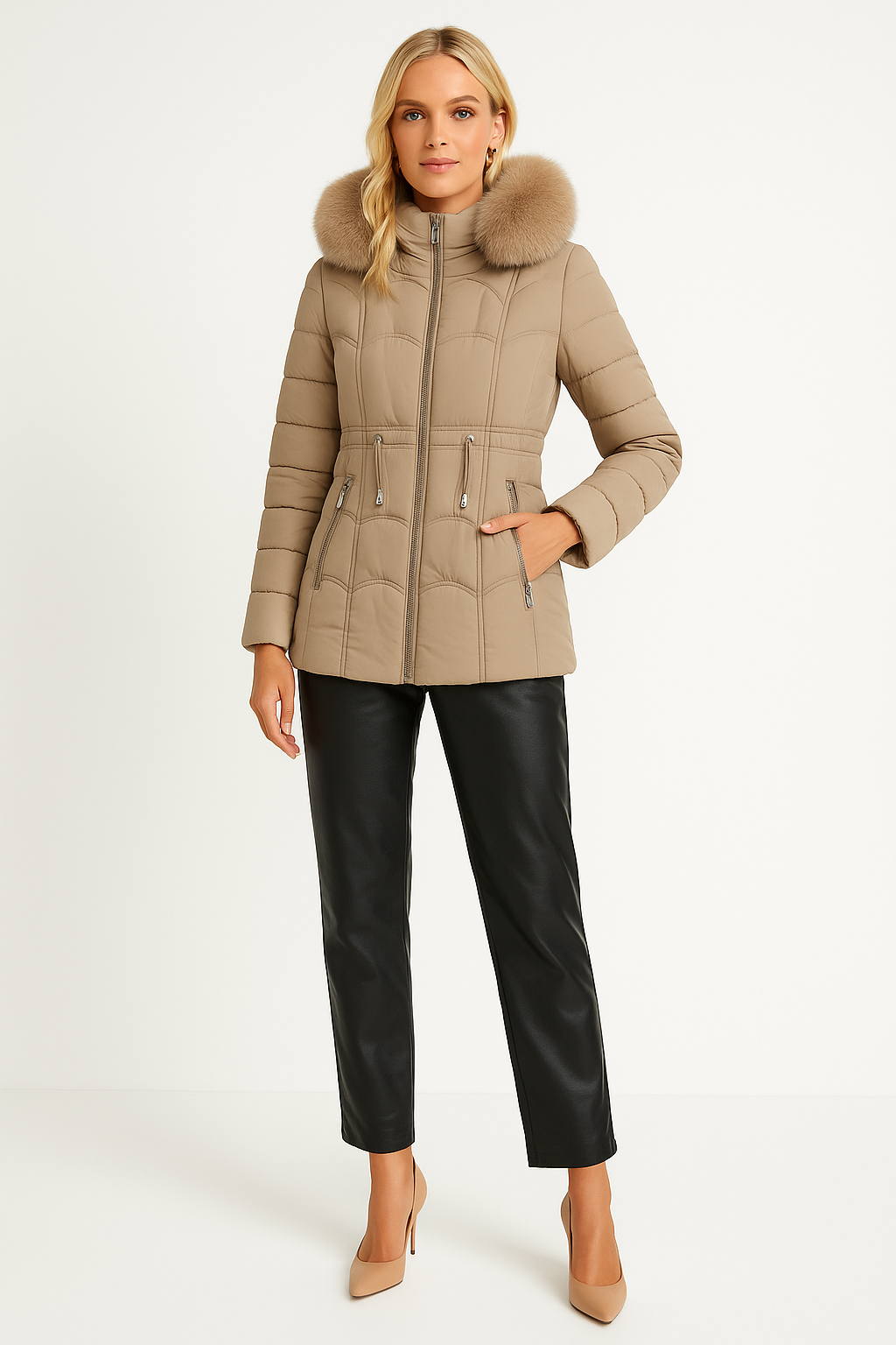 Women's Insulated Quilted Tailored Parka Coat