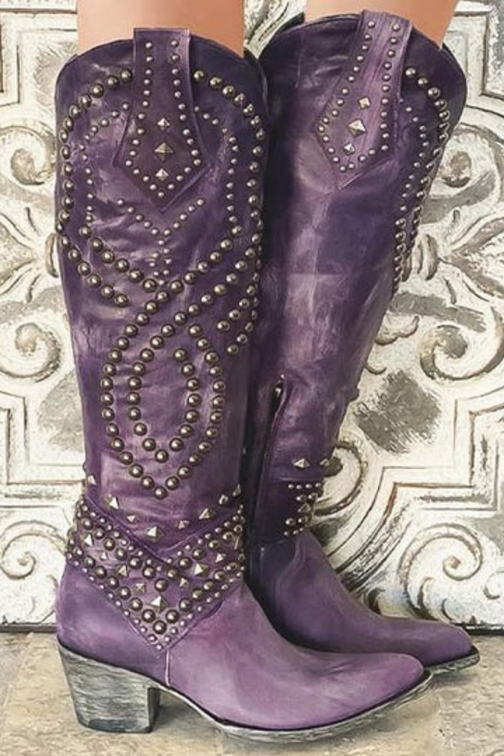 Women's Knee-High Rivet Boots