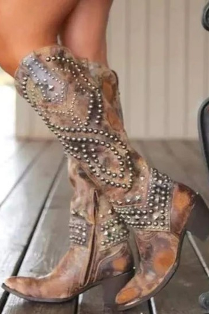 Women's Knee-High Rivet Boots