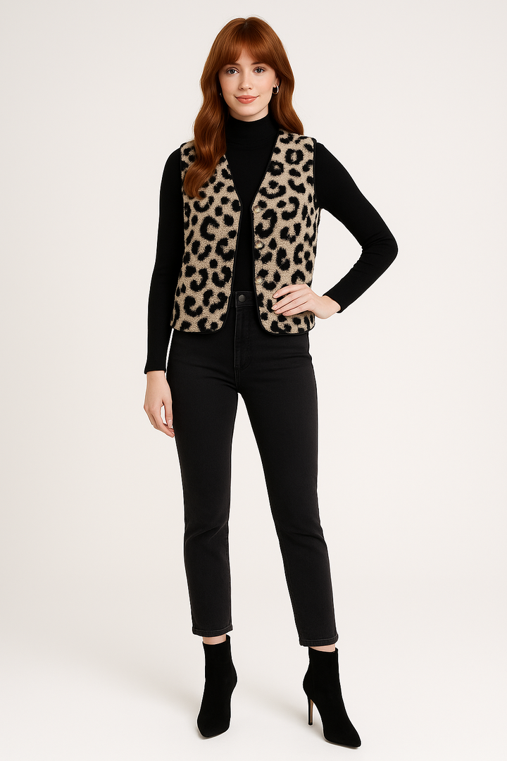 Women's Leopard Print Knit Vest