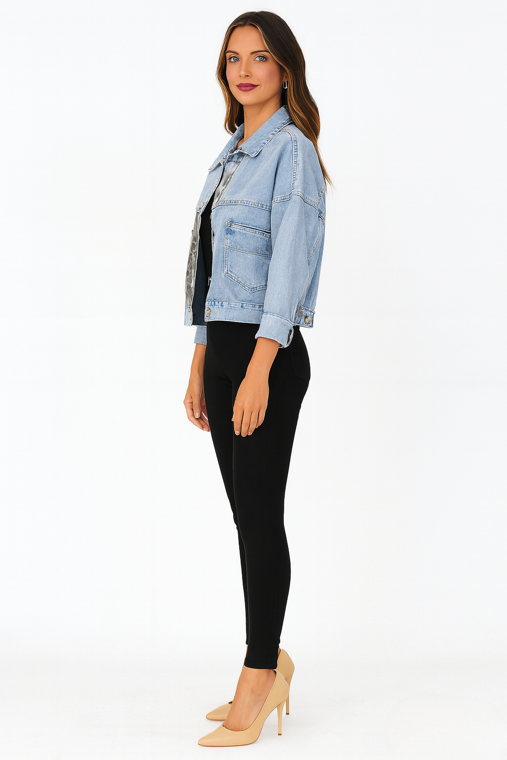 Women’s Leopard Trim Denim Jacket