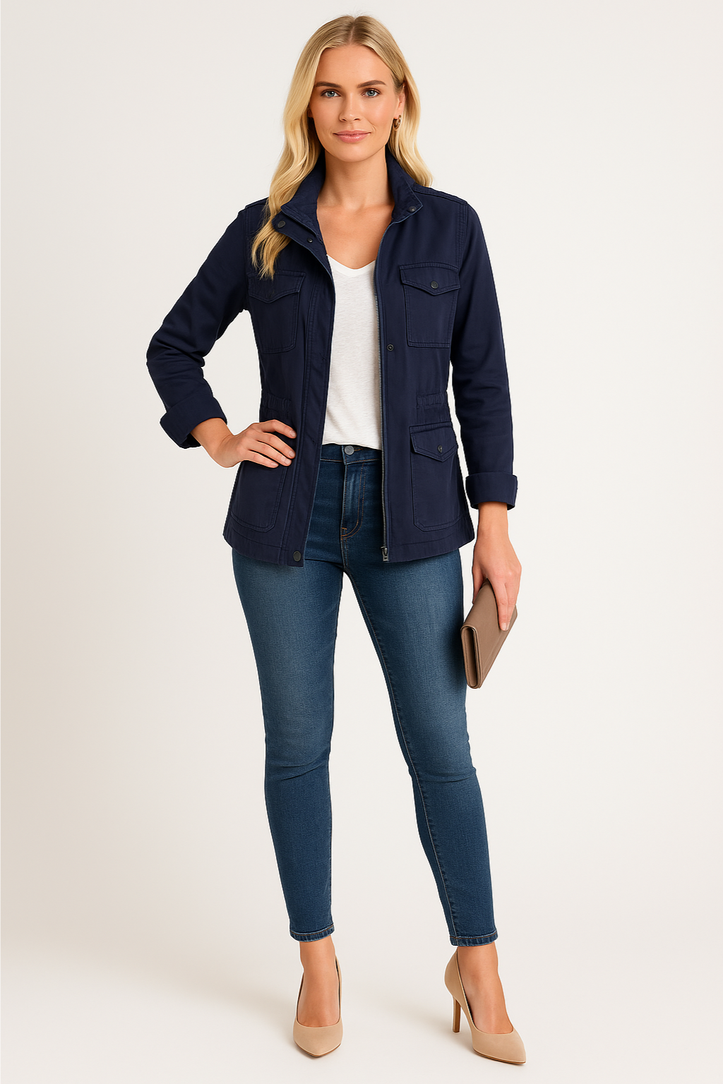 Women's Lightweight Chic Jacket with Zipper
