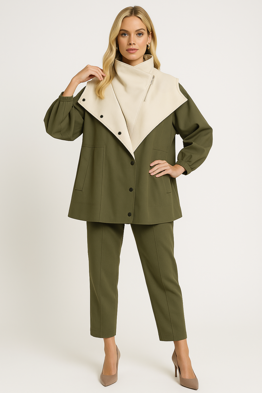 Women's Lightweight Windbreaker Jacket with Layered Hood