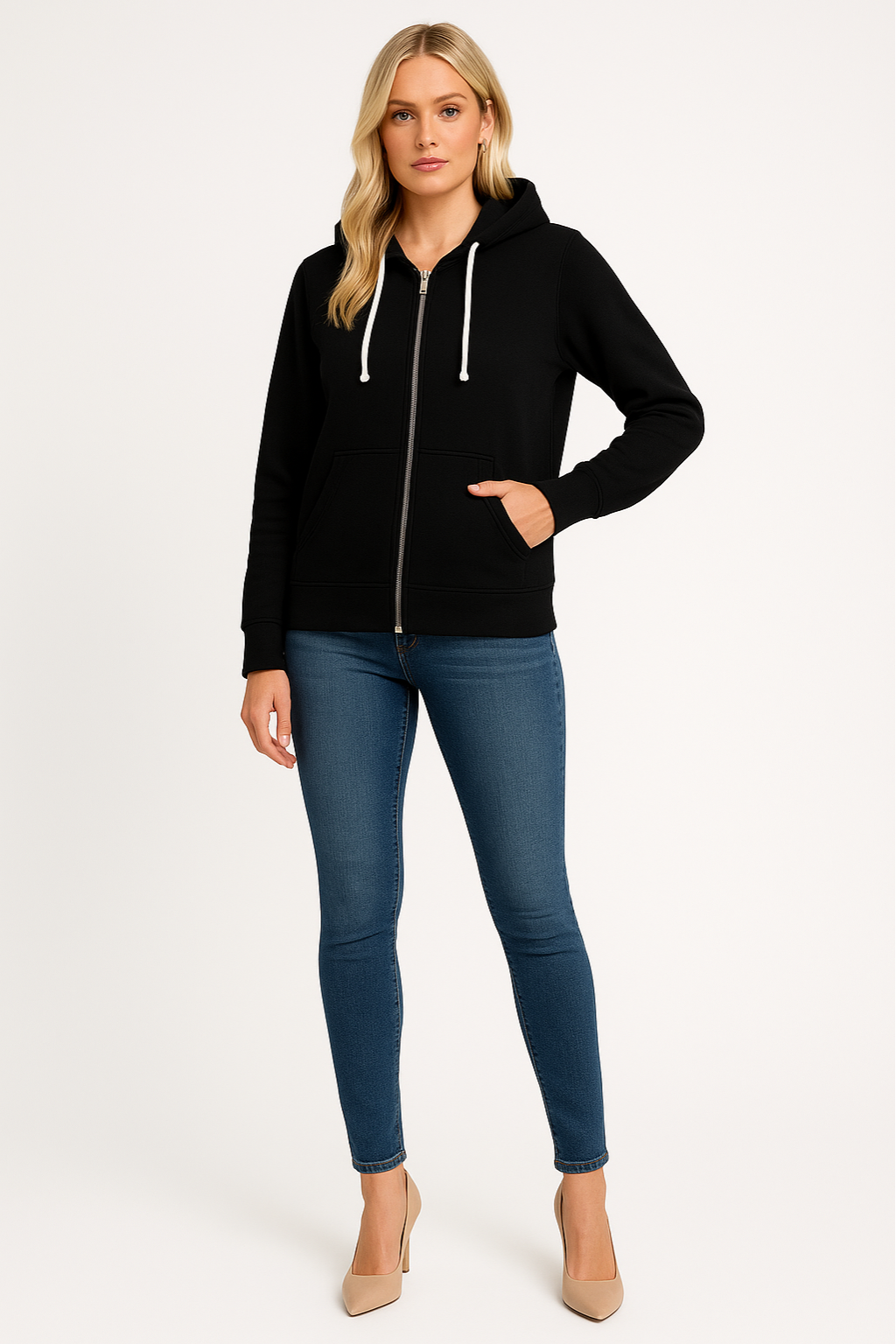 Women’s Lightweight Zip-Up Hoodie with Adjustable Hood