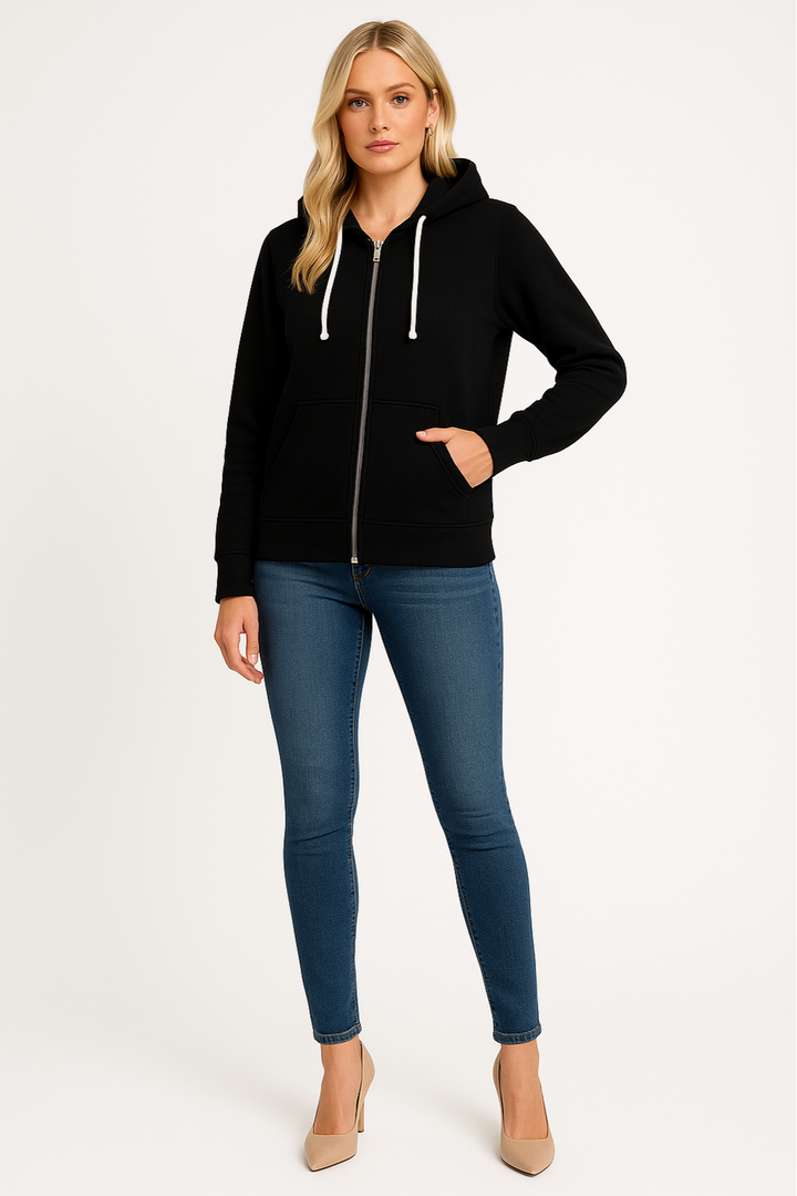 Women’s Lightweight Zip-Up Hoodie with Adjustable Hood