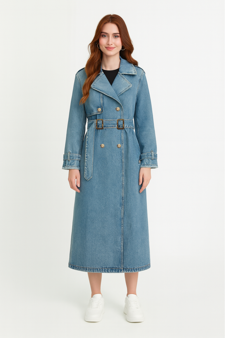 Women's Oversized Denim Trench Coat