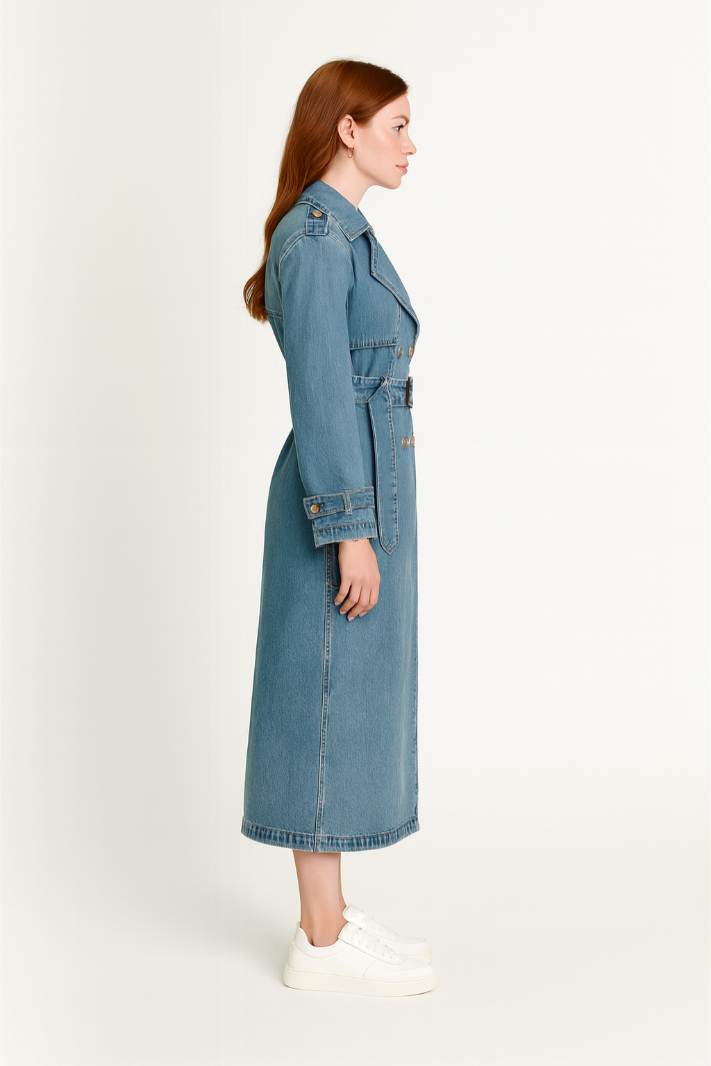 Women's Oversized Denim Trench Coat