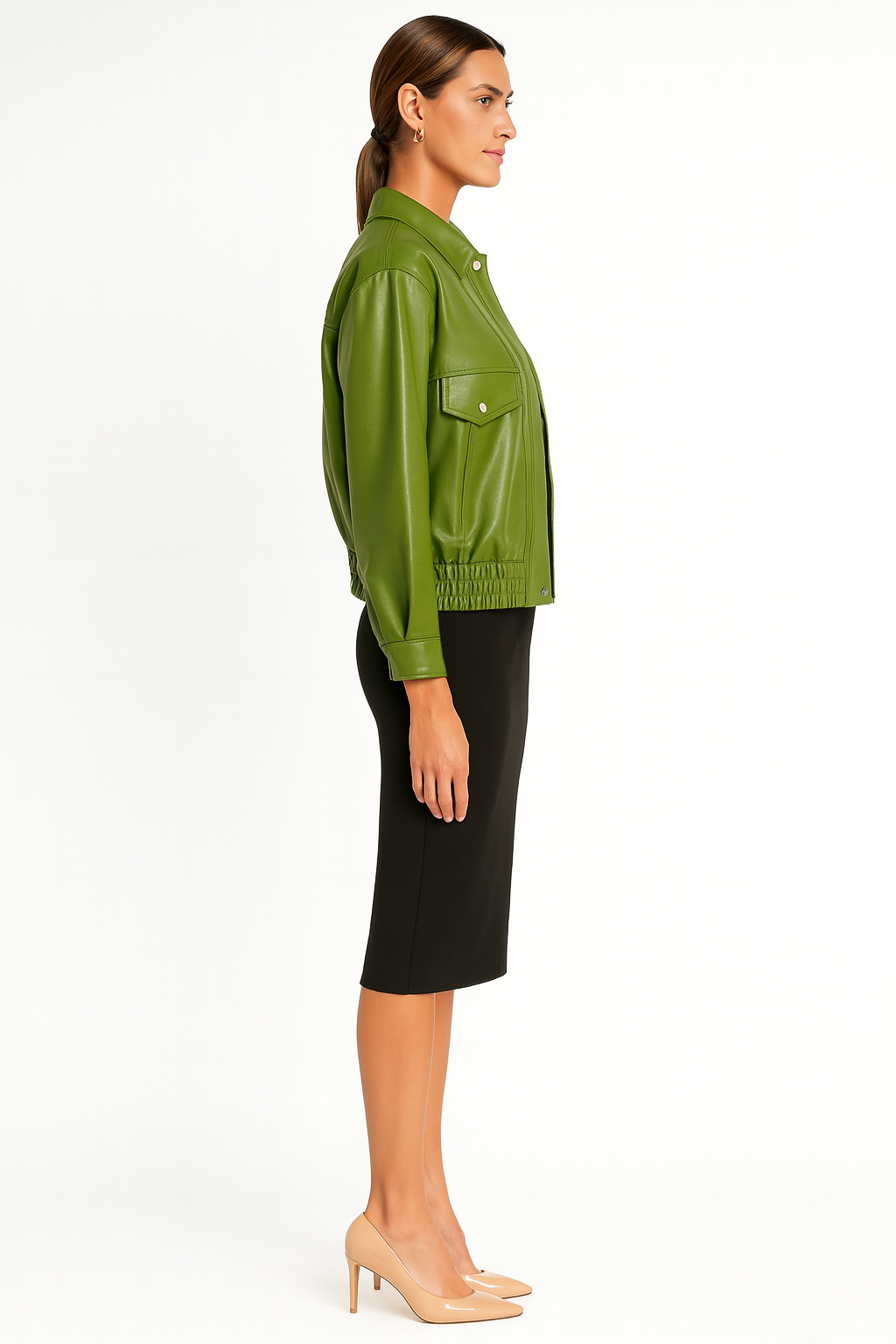 Women’s Oversized Jacket with Zip Front and Flap Pockets