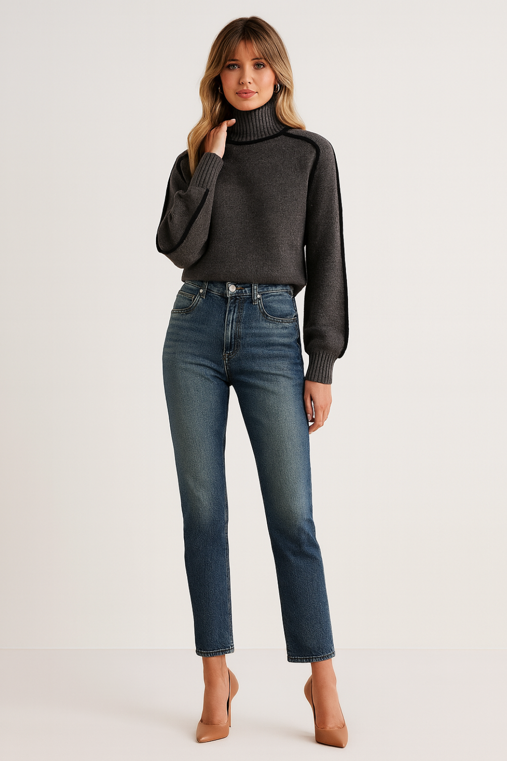 Women's Oversized Turtleneck Knit Sweater
