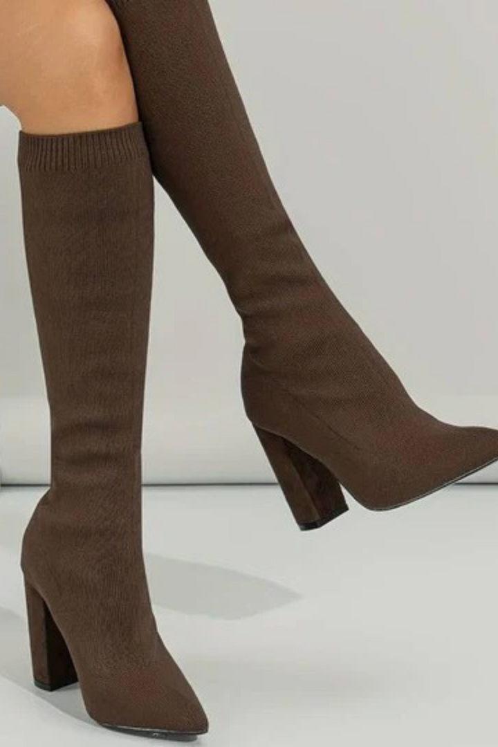 Women's Pointed Toe Knee-High Sock Boots