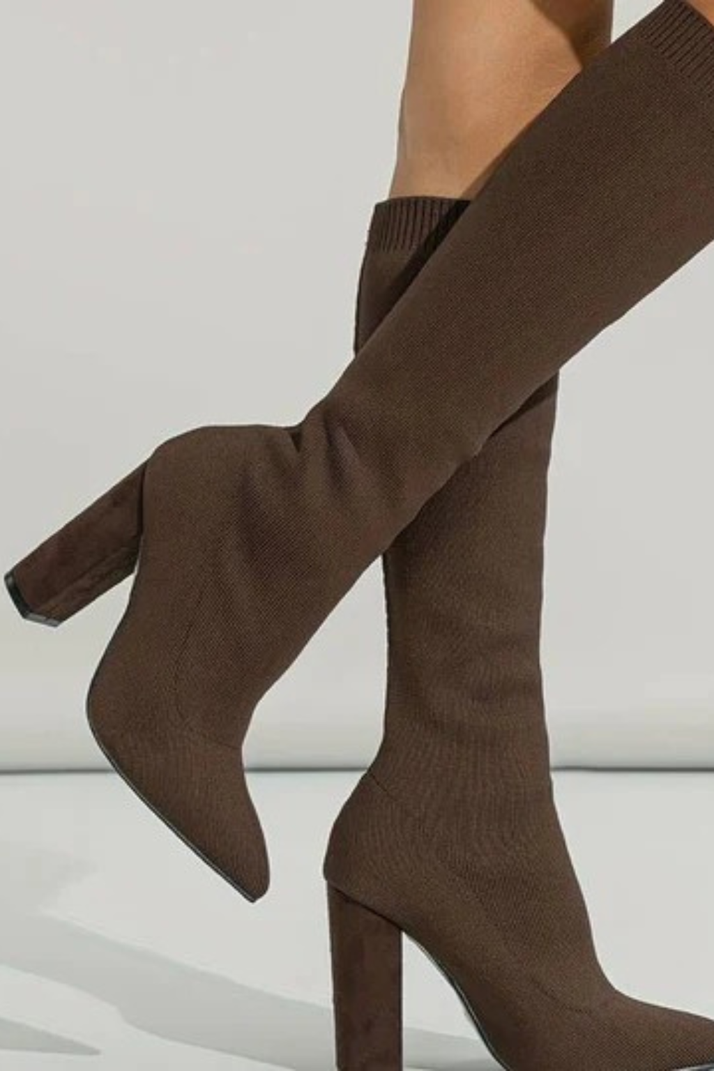 Women's Pointed Toe Knee-High Sock Boots