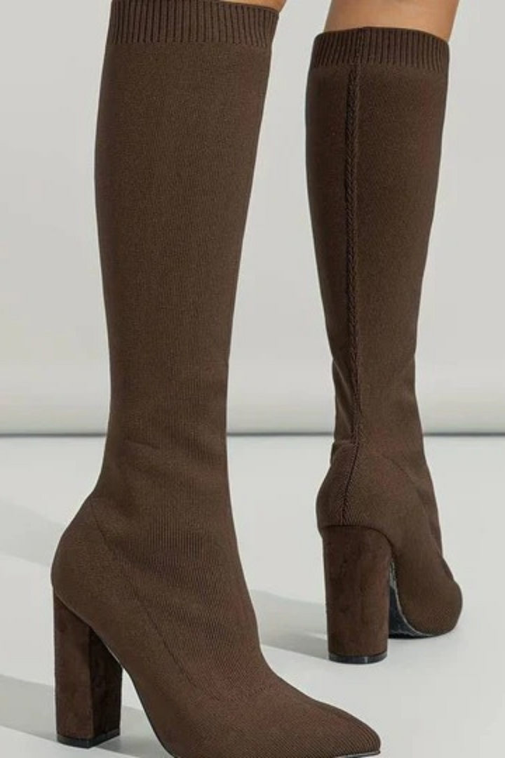 Women's Pointed Toe Knee-High Sock Boots