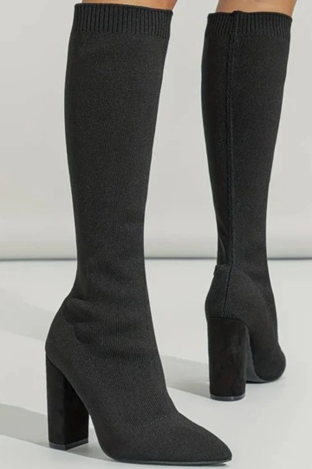 Women's Pointed Toe Knee-High Sock Boots