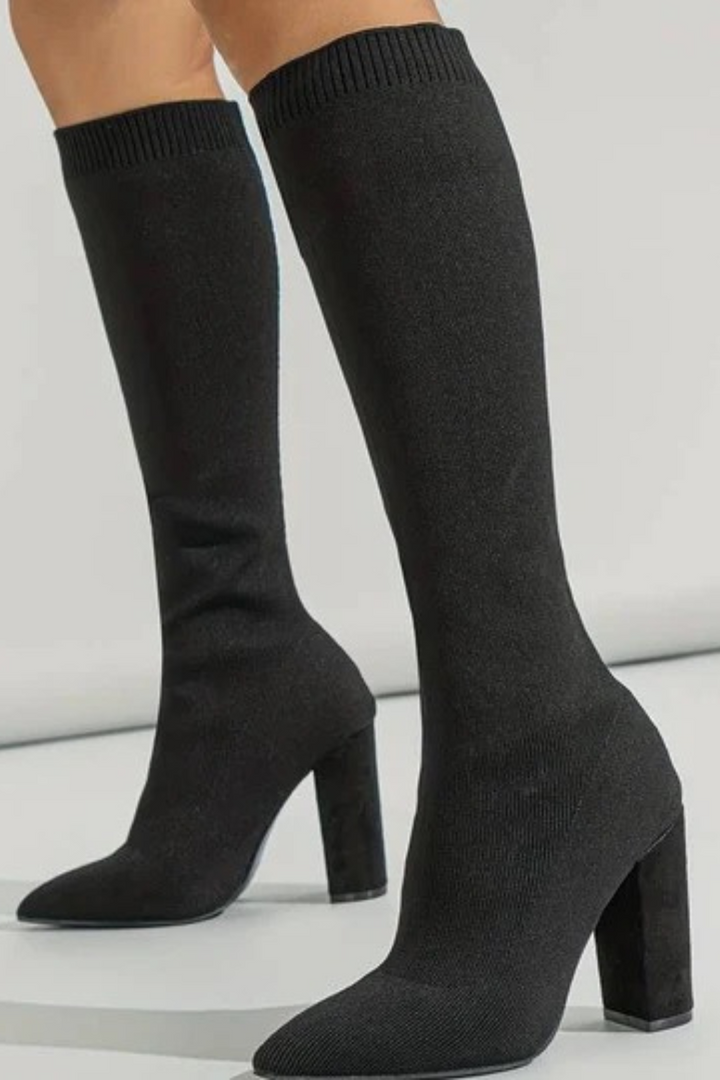 Women's Pointed Toe Knee-High Sock Boots