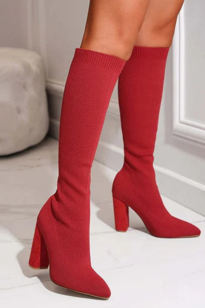 Women's Pointed Toe Knee-High Sock Boots