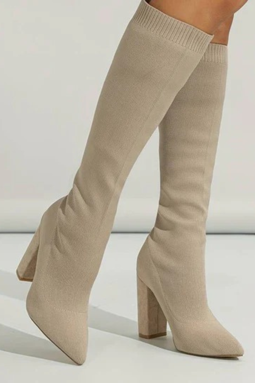 Women's Pointed Toe Knee-High Sock Boots