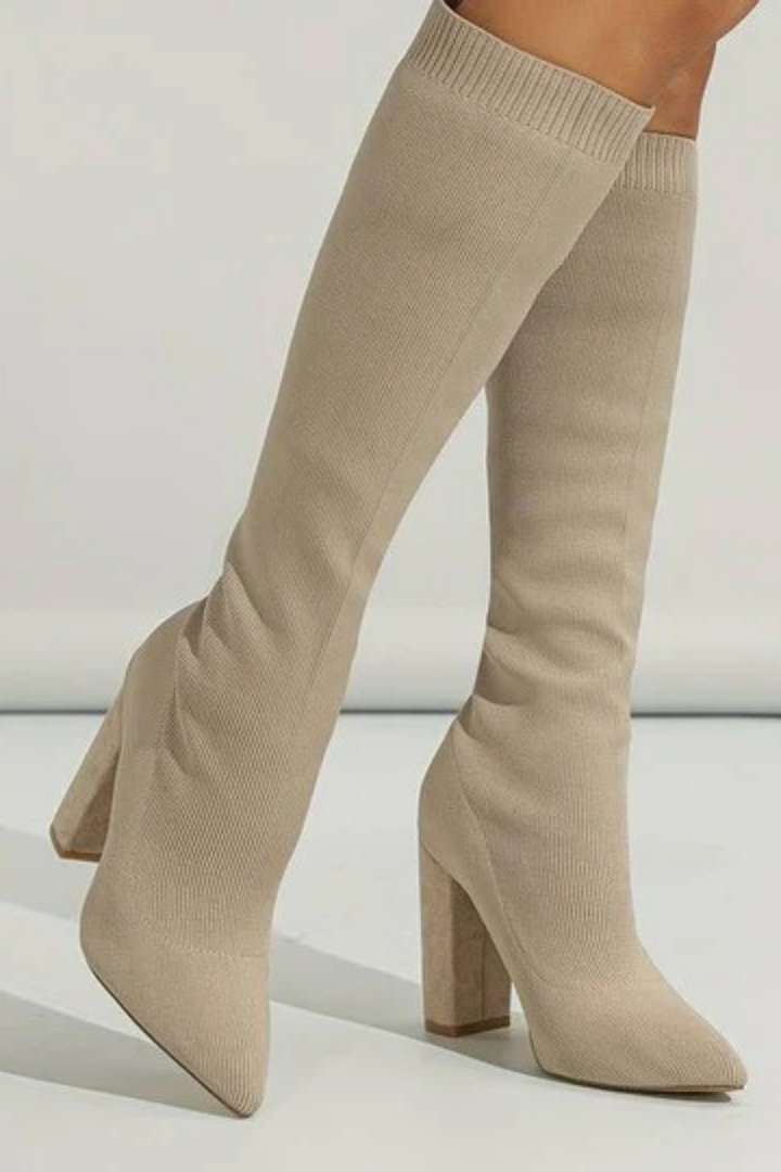 Women's Pointed Toe Knee-High Sock Boots