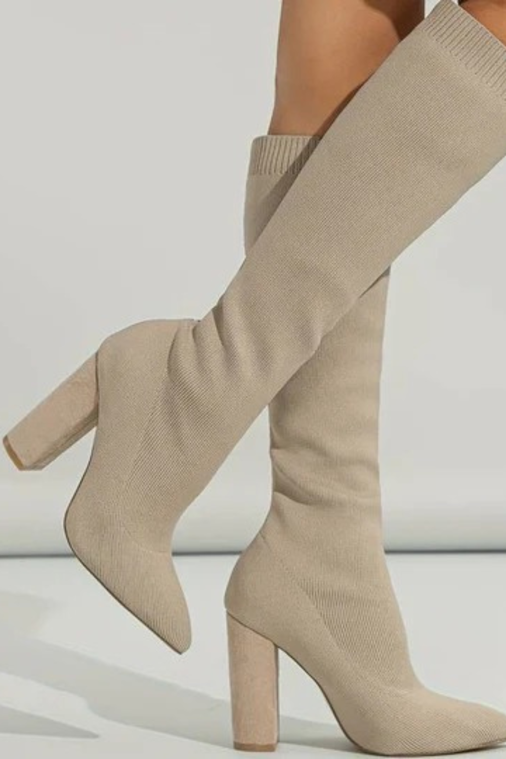 Women's Pointed Toe Knee-High Sock Boots