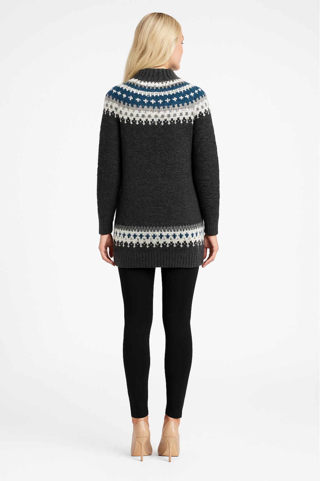 Women's Printed Long-Sleeve Knit Midi Dress