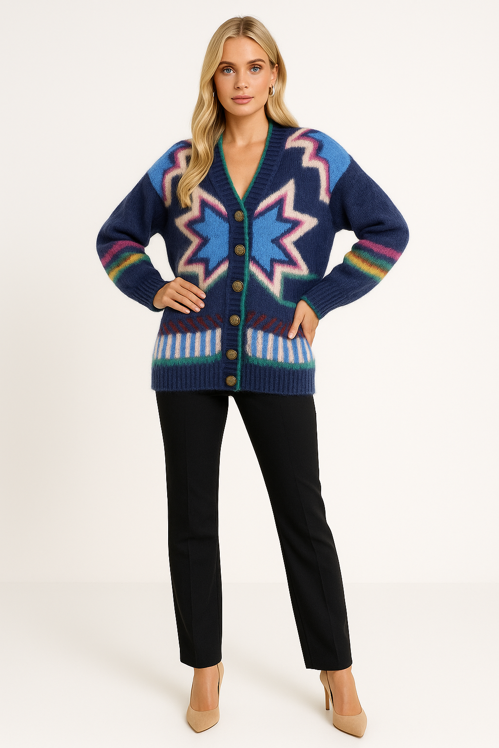 Women's Printed Open Front Cardigan