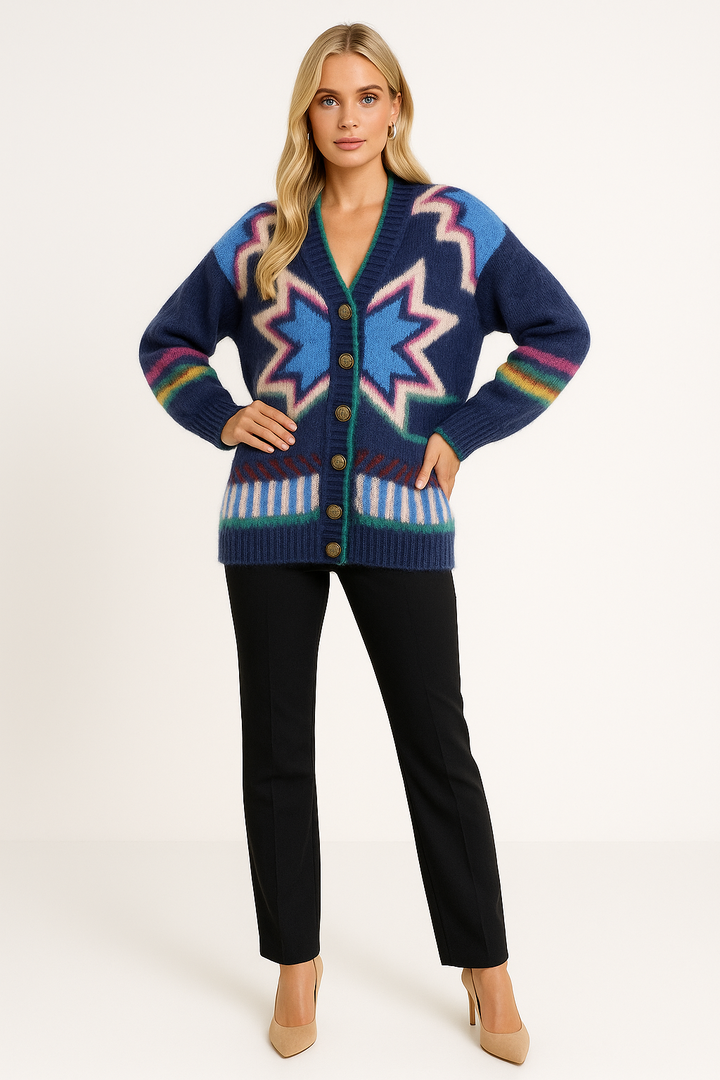 Women's Printed Open Front Cardigan