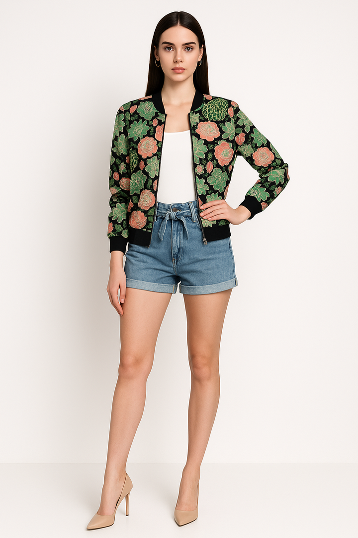 Women's Printed Zip Front Jacket