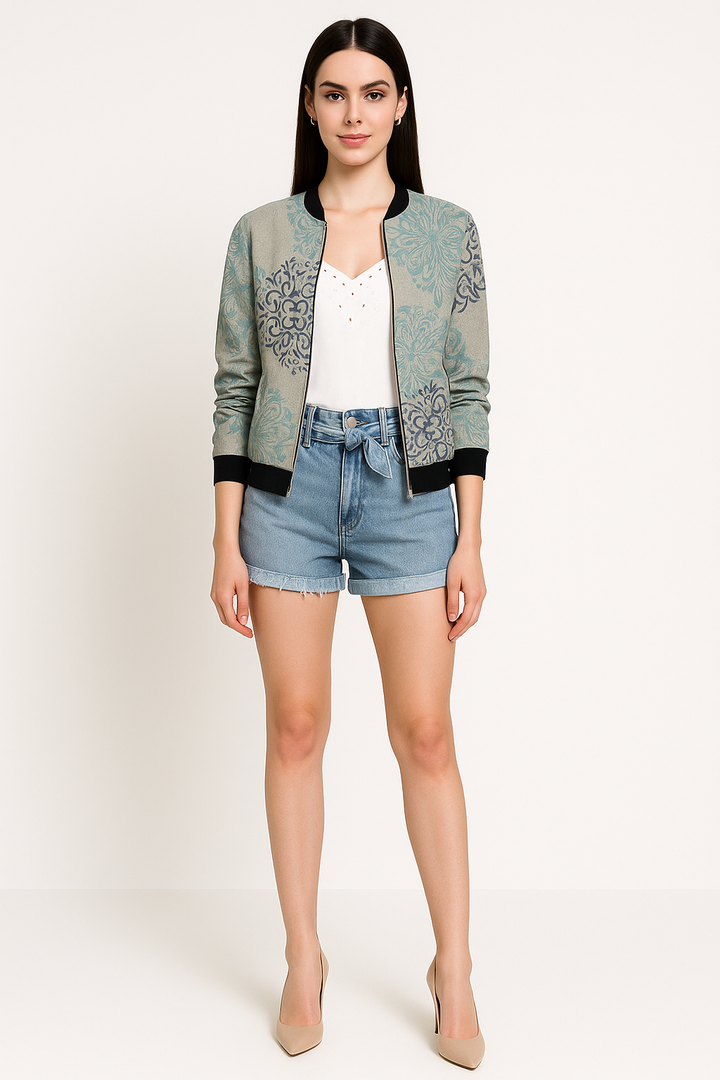 Women's Printed Zip Front Jacket