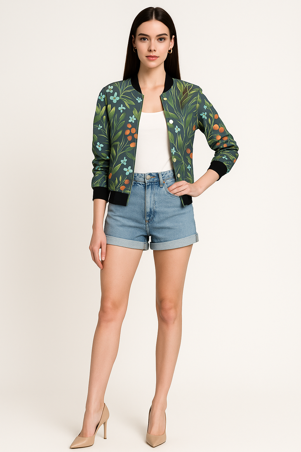 Women's Printed Zip Front Jacket