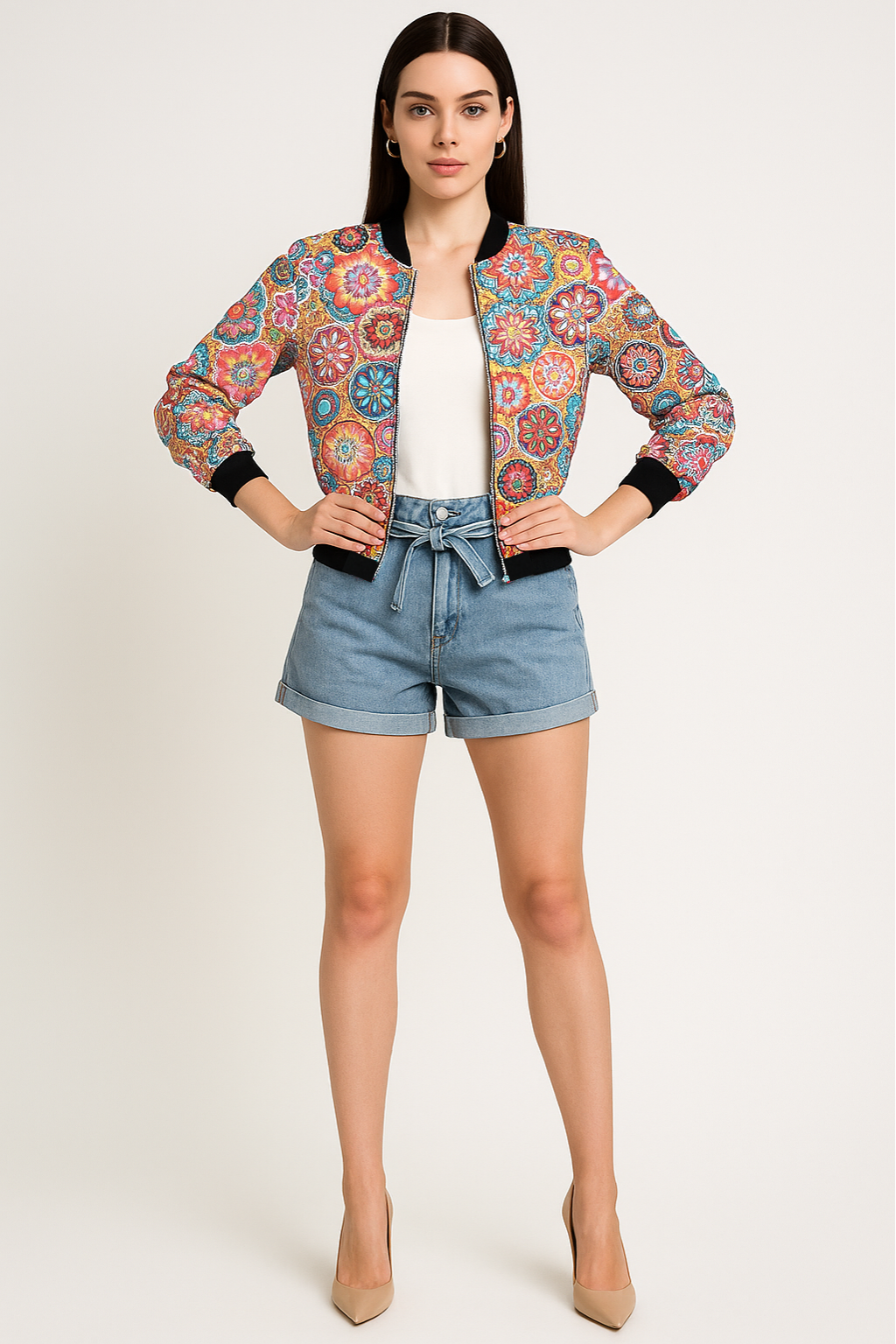Women's Printed Zip Front Jacket