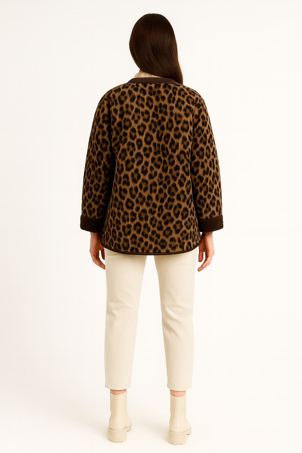 Women’s Round Neck Leopard Print Jacket