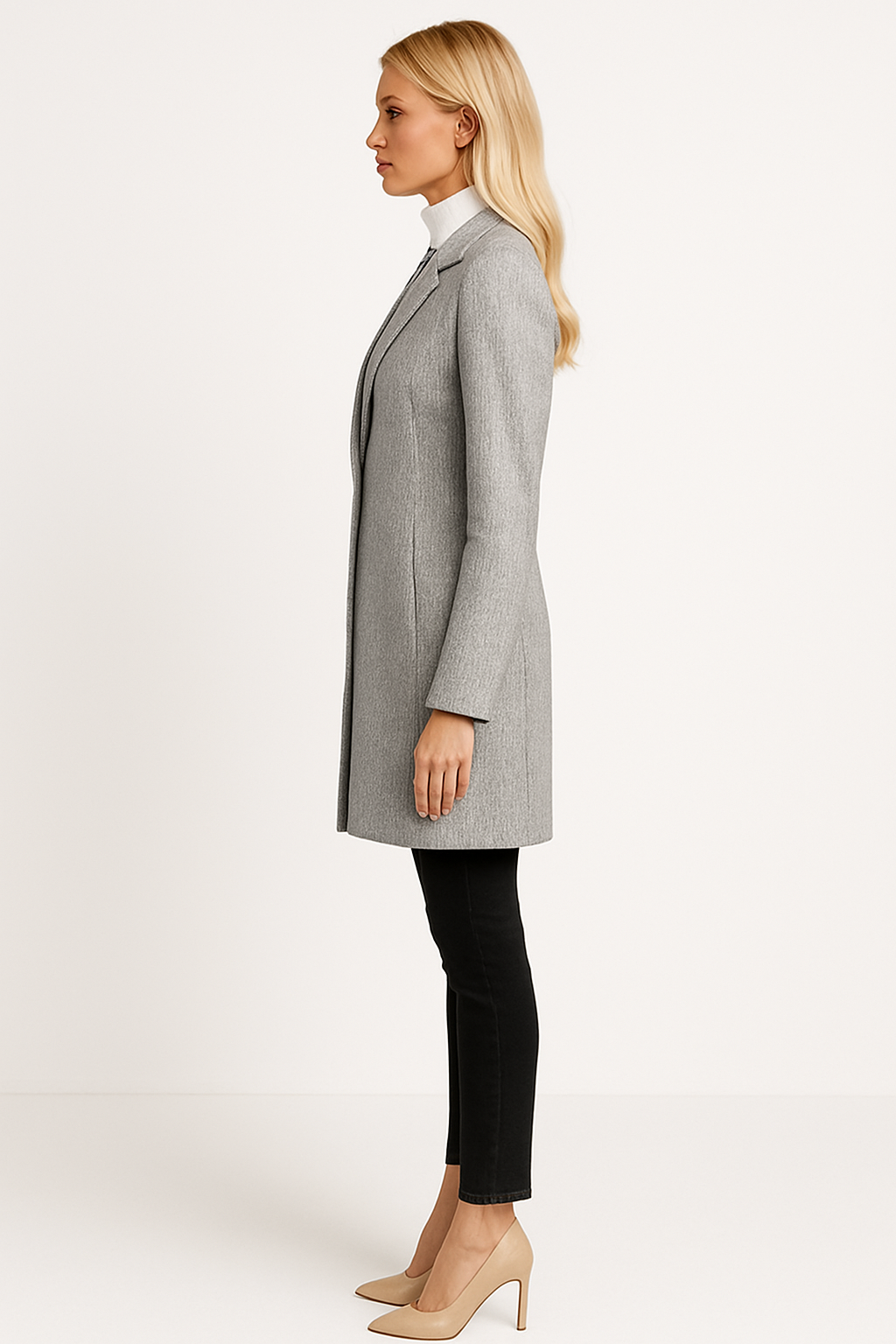 Women’s Single-Button Herringbone Coat