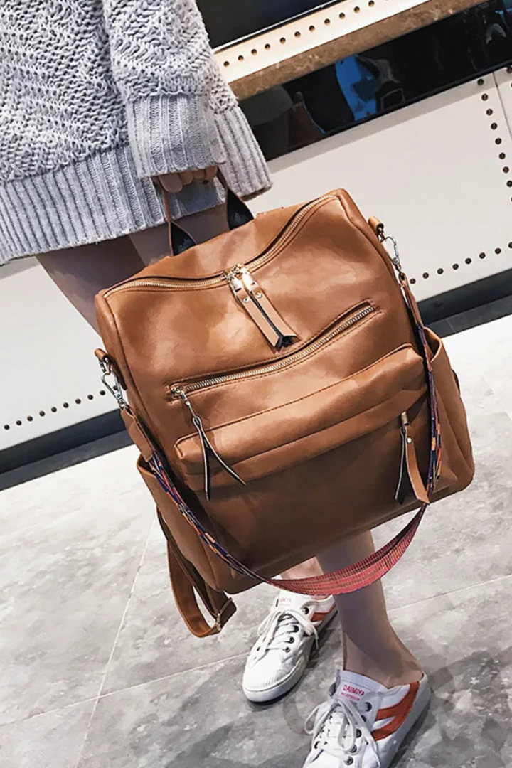 Women's Sleek Vegan Leather Work Backpack