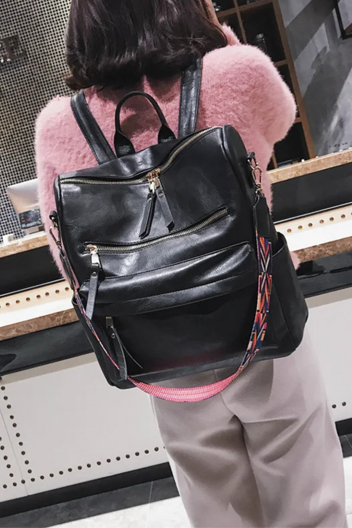 Women's Sleek Vegan Leather Work Backpack