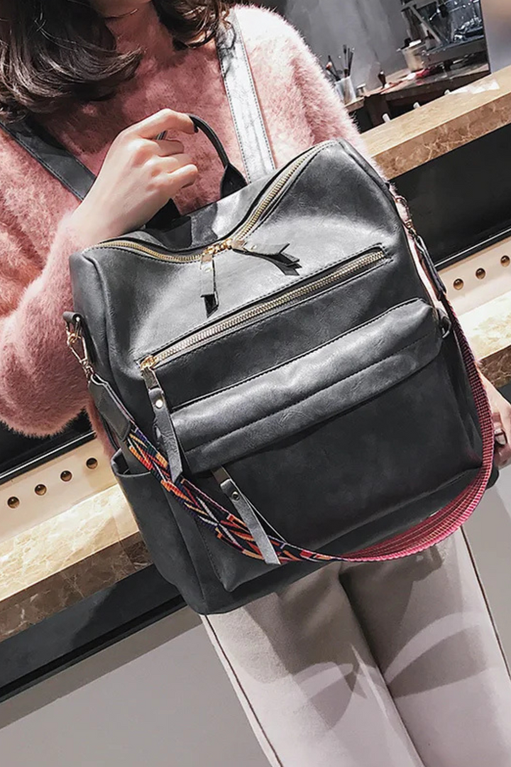 Women's Sleek Vegan Leather Work Backpack